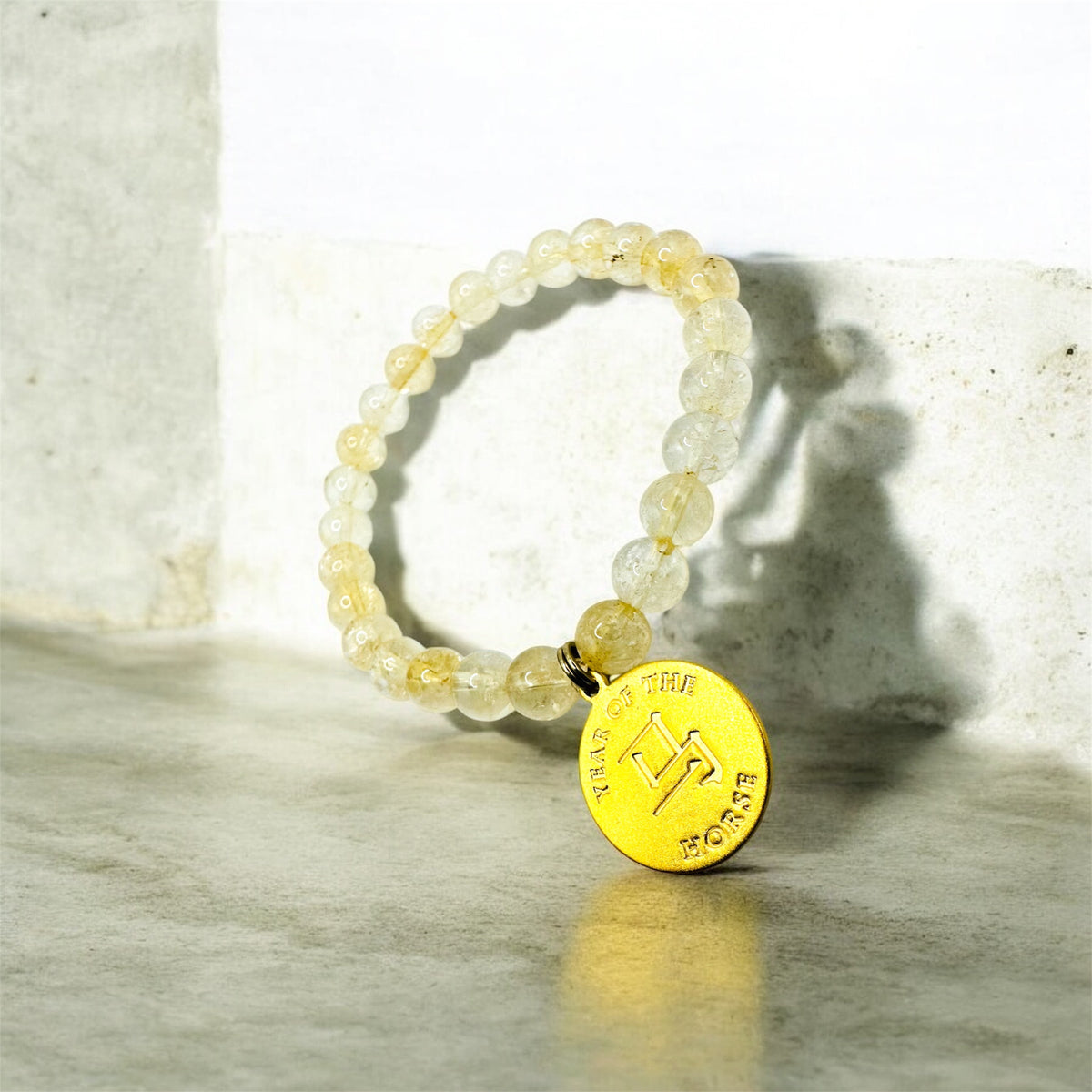 Year of the Horse 2026:  Citrine with Brass Charm