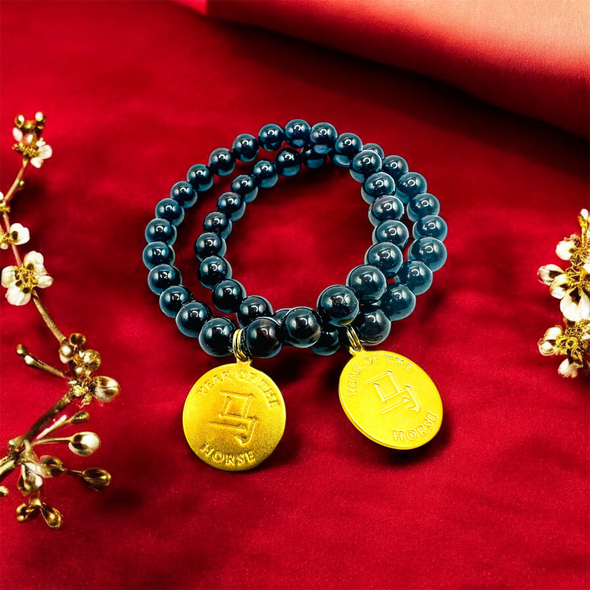 Year of the Horse 2026:  Garnet with Brass Charm
