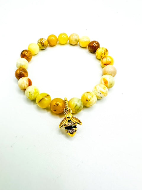 10mm Yellow Opal with Bee Charm