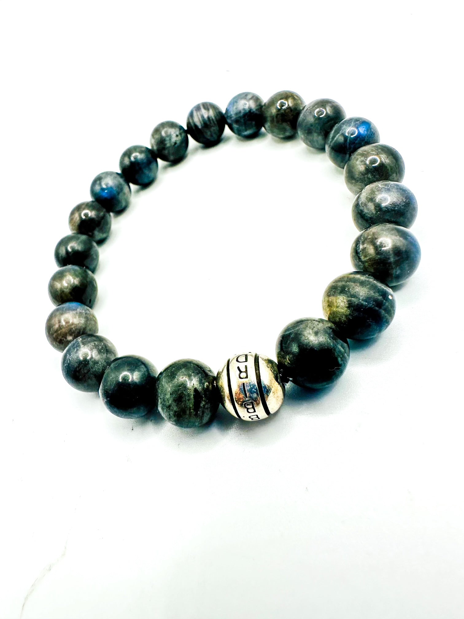 10mm Matte Labradorite with B.Birdwatcher Signature Accent Bead Bracelet