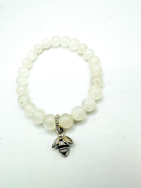 Moonstone with Pave Bee Charm Grade AAA