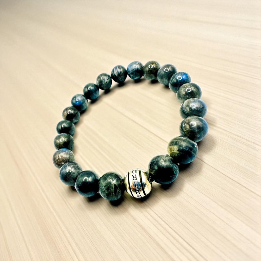 10mm Matte Labradorite with B.Birdwatcher Signature Accent Bead Bracelet
