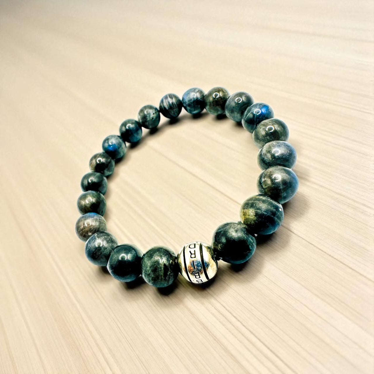 10mm Matte Labradorite with B.Birdwatcher Signature Accent Bead Bracelet