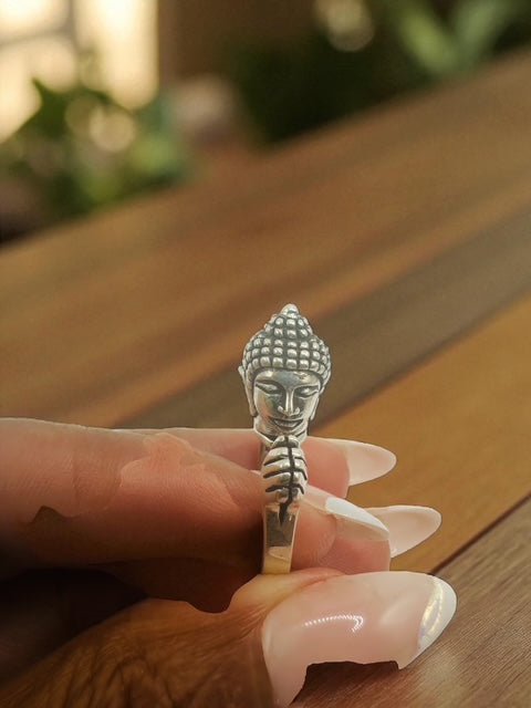Sterling Silver Praying Buddha Ring