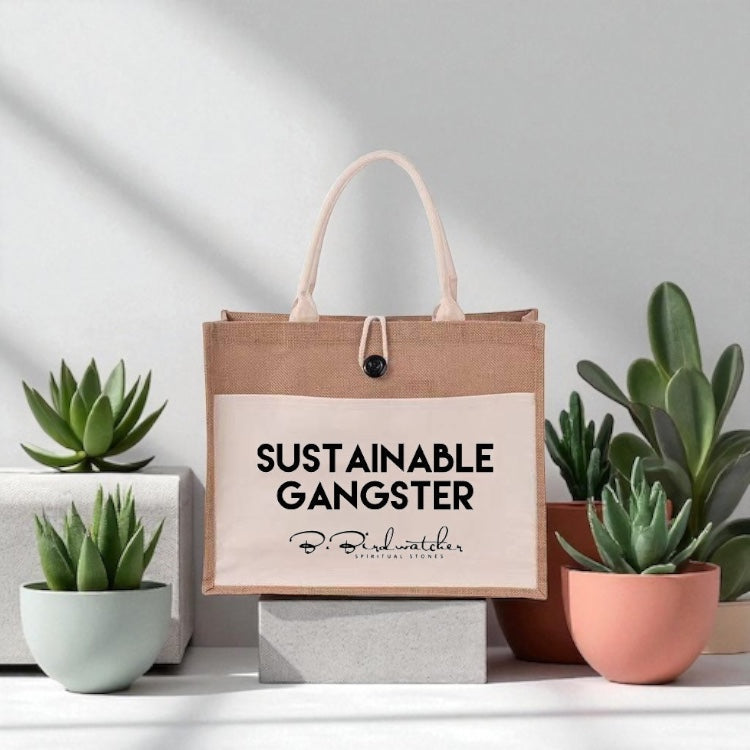 Sustainable Gangster Jute Tote by B.Birdwatcher Spiritual Stones