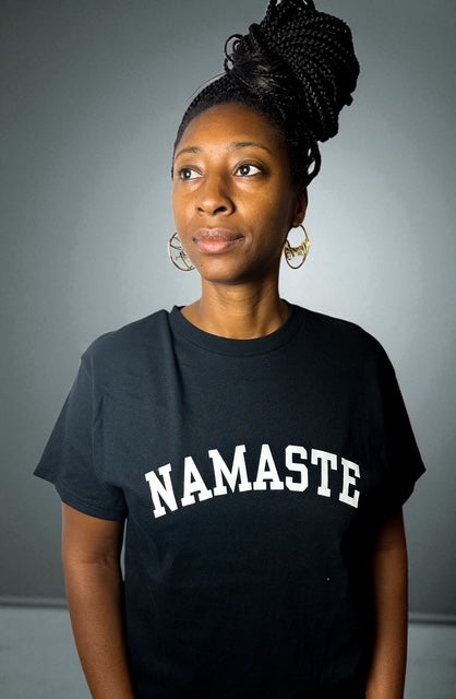 "Namaste" Black Cotton Tee Shirt