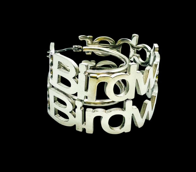 "B.Birdwatcher"  Signature Hoop Earring - Silver