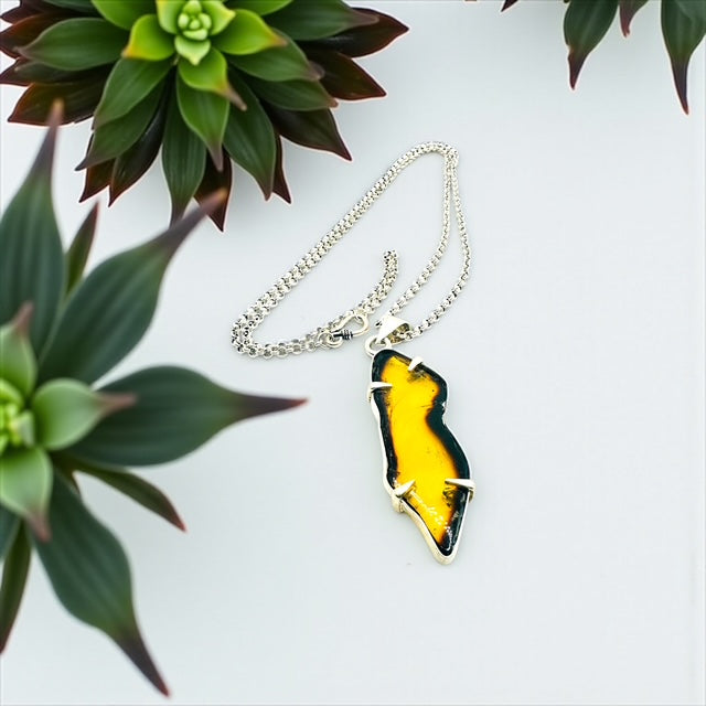 Amber with Sterling Silver Necklace