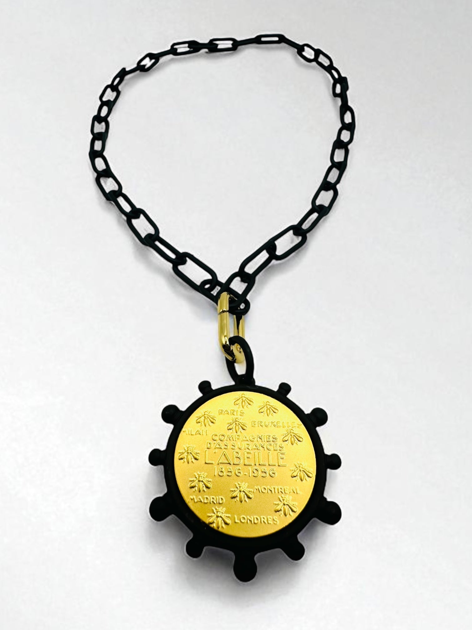 Black Resin Paperclip Fleur De Lis Necklace